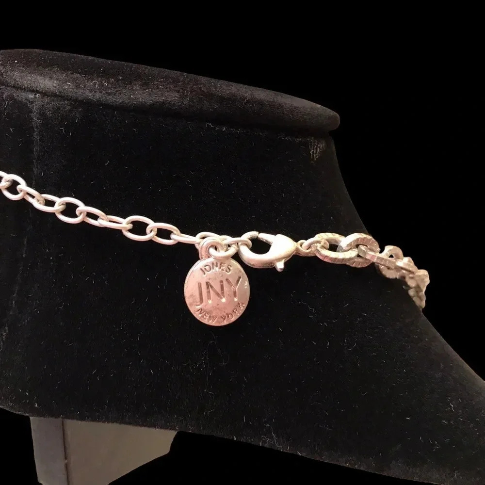 Jones New York Costume Silver Necklace with Crystal Gems - Picture 4 of 7